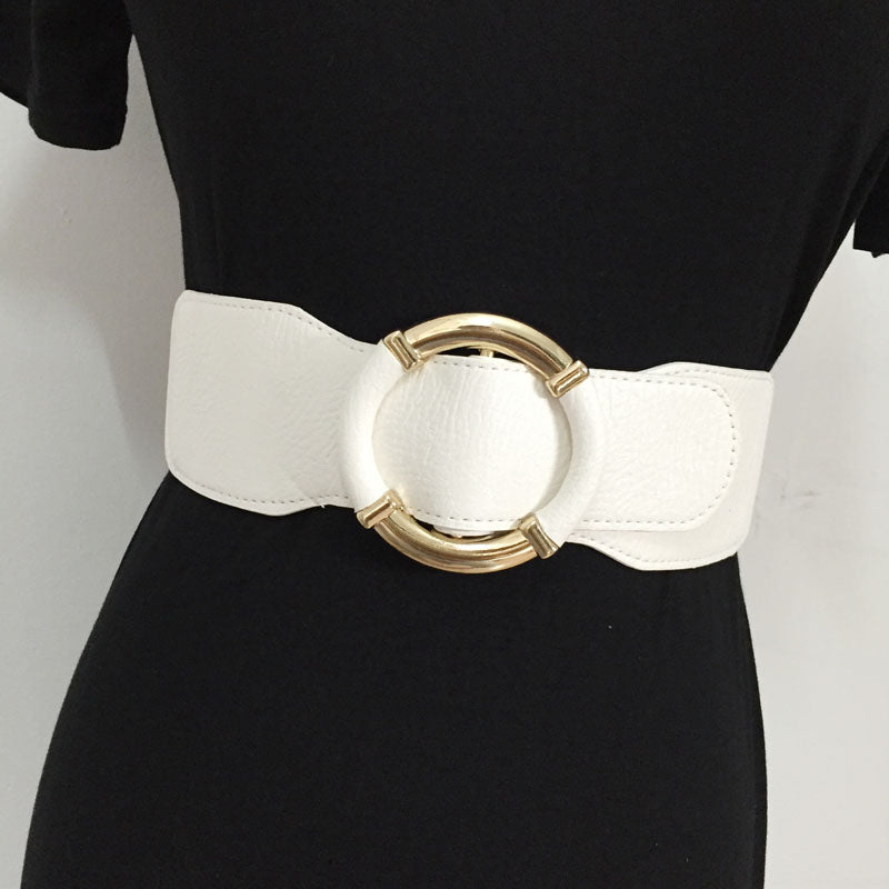 Round Button Wide Cinch Belt