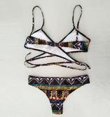 Ethnic Print Cross Strap Bikini