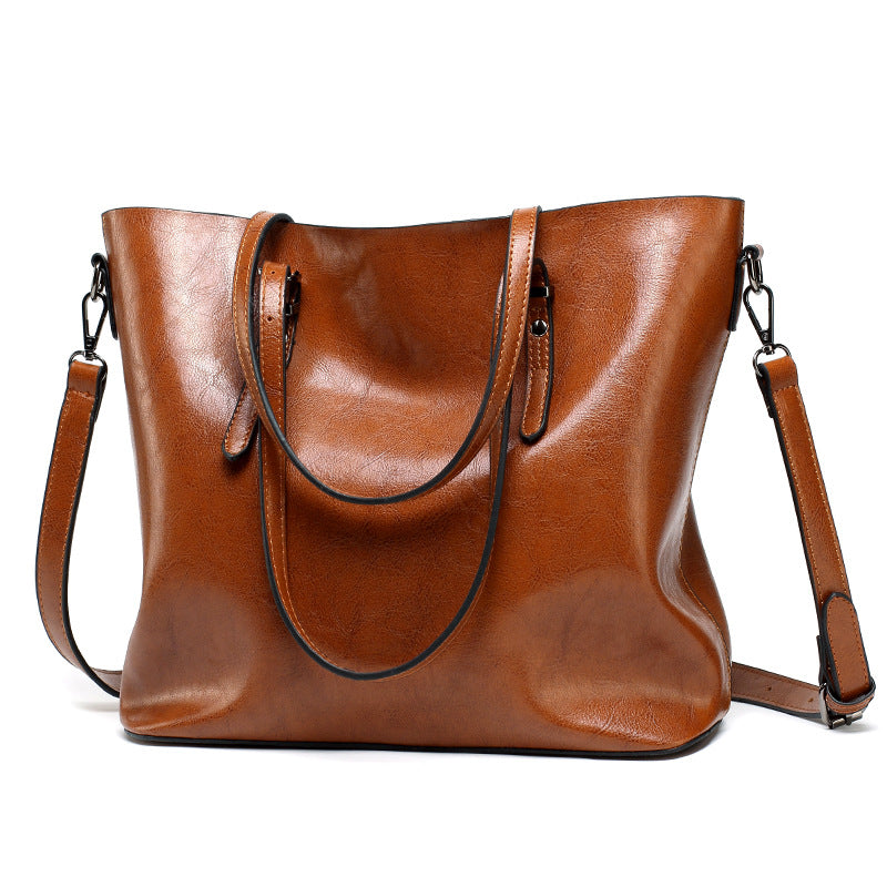 European Chic Oil Leather Tote Bag