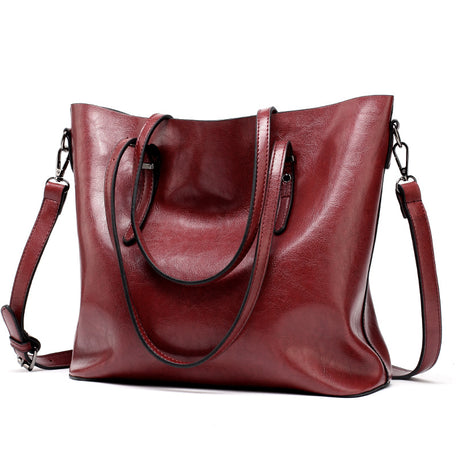 European Chic Oil Leather Tote Bag