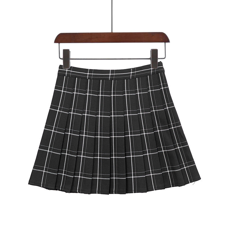 Plaid Pleated A-Line Skirt