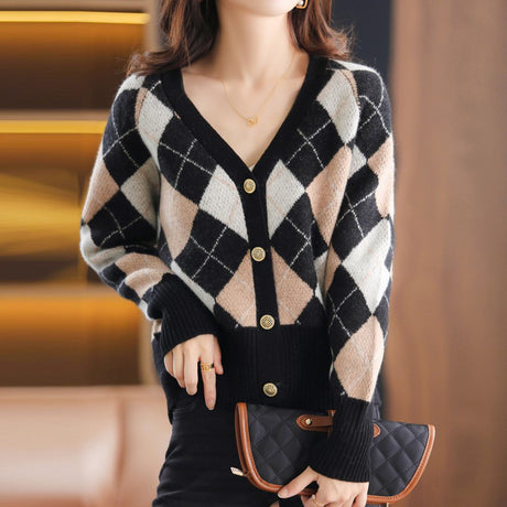 Argyle Diamond Long Sleeved Cardigan