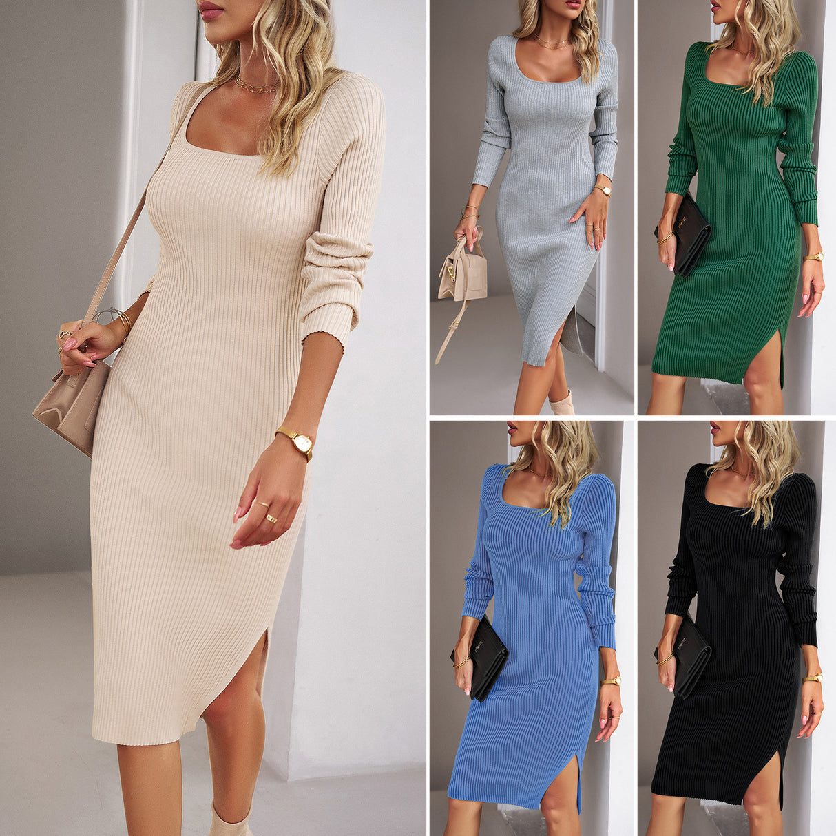 Marilee Long Sleeved Knit Midi Dress