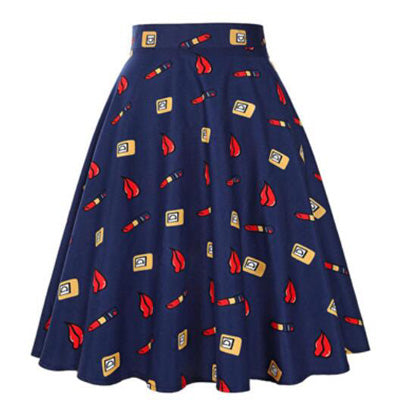 Pleated Street Print Skirt