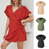 Sophia V-neckline Tied Jumpsuit Slimming Romper