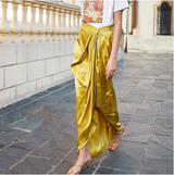 Elegant Pleated Slit Asymmetrical Skirt