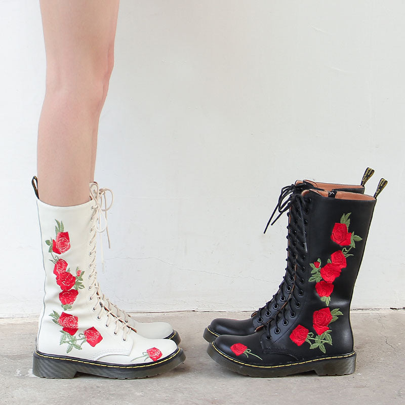 Chic Embroidered Martin Boots