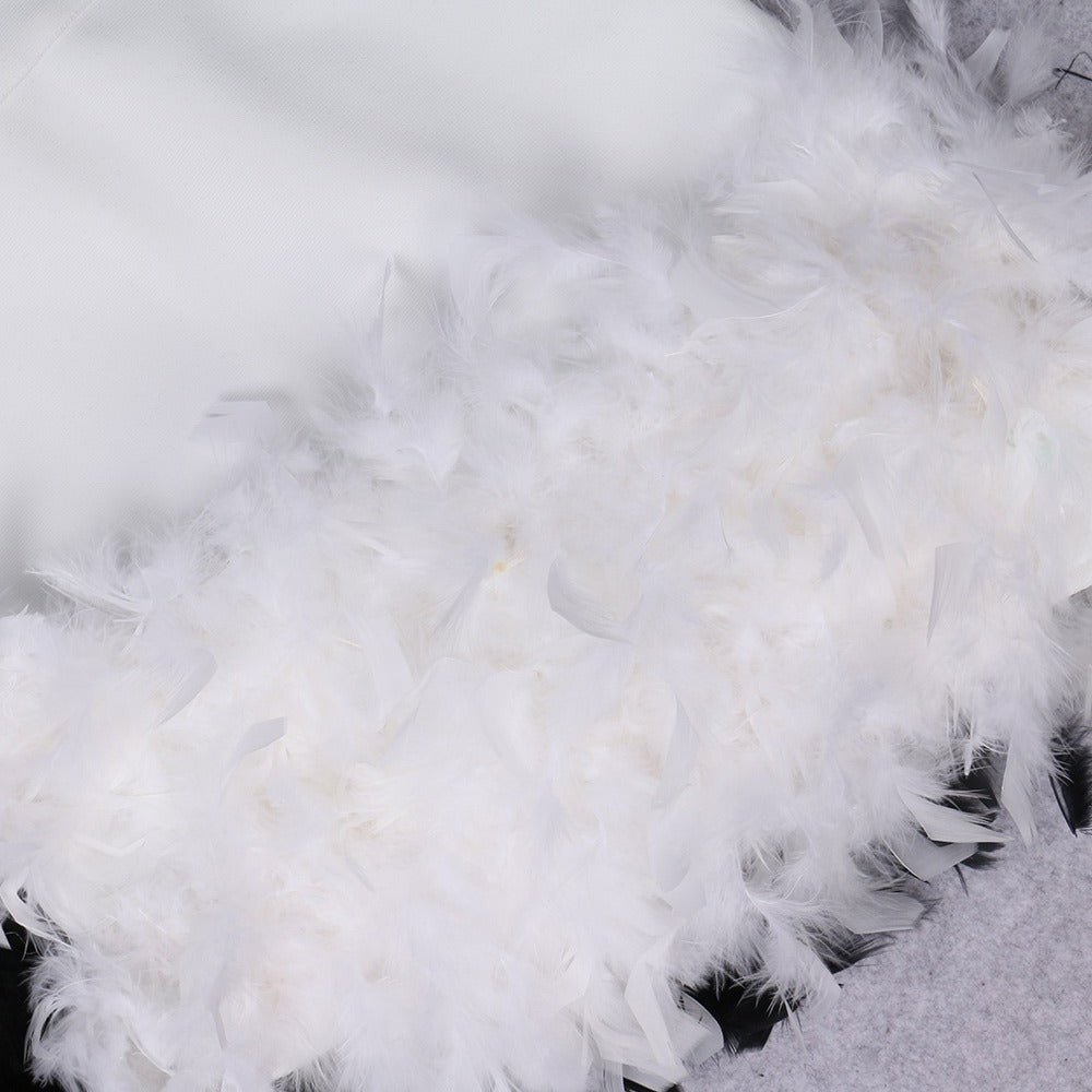 Evonne Feathered Long Sleeved Mini Skirt