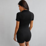 Sophia Black Short Sleeve V Neck Romper