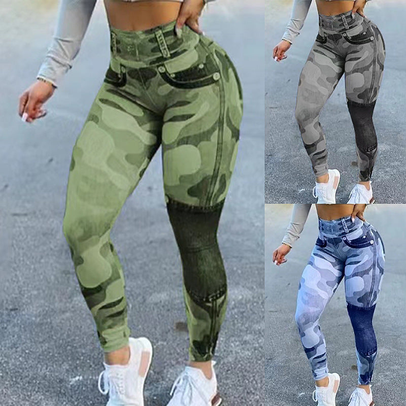 Multicolour Camo Curve-Enhancing Yoga Leggings