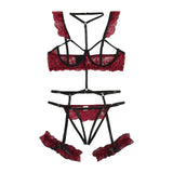 Sensual Crotchless Cup Bra Garter Set