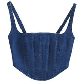 Pleated Denim Corset Top