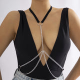 Feminine White Alloy Cross Chain Body Jewelry