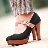 Waterproof Velcro Round Toe High Heels