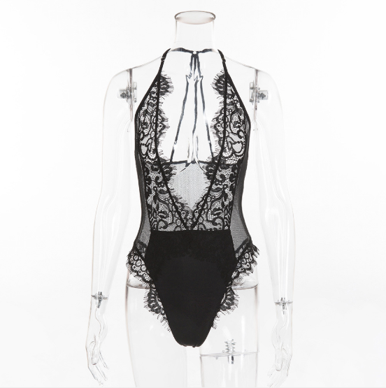 Sleek Waist Hollow Bodysuit Lingerie