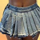 Pleated Blue Wash Street Skirt