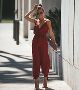 Backless Pocket V-Neck Jumpsuit