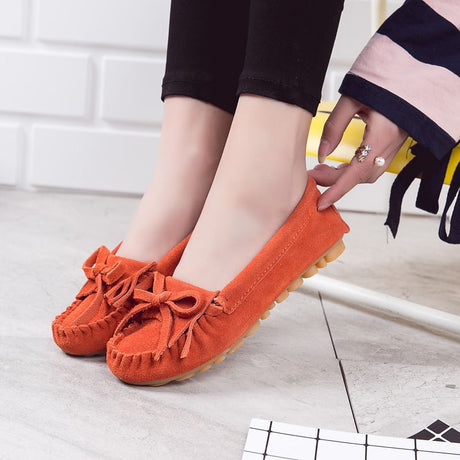 Bowtastic Suede Flats Shoes