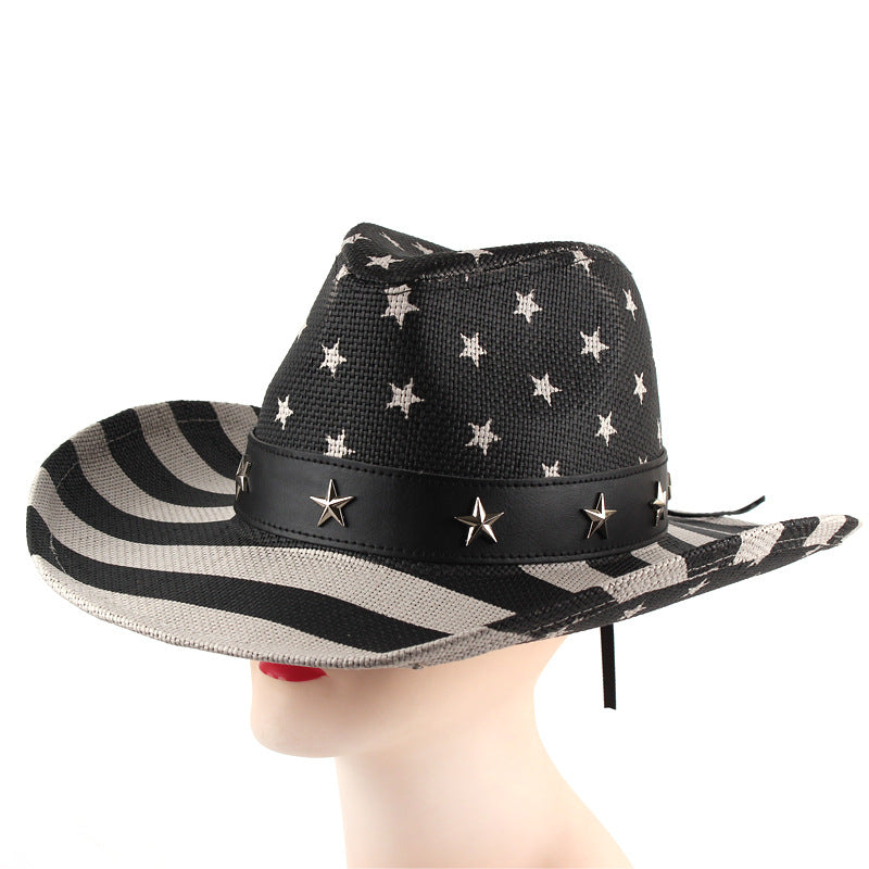 Double-layer Printed Straw Cowboy Hat