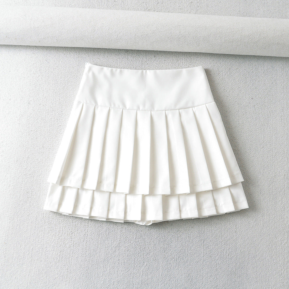 Double Pleated Cotton Skirt