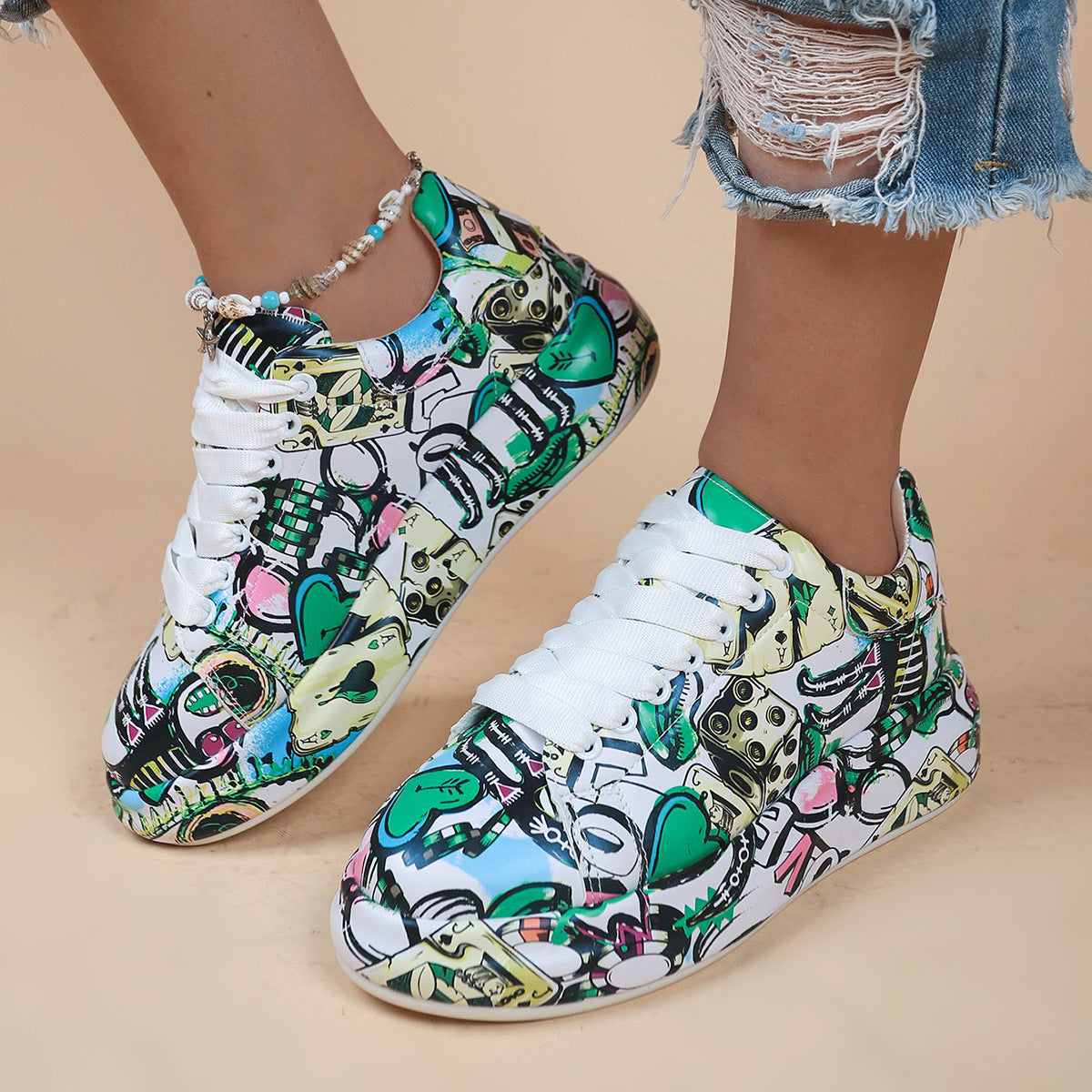 Halloween Cartoon Fun Print Flats Shoes