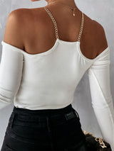 Azalea Chain Halter Off Shoulder Top