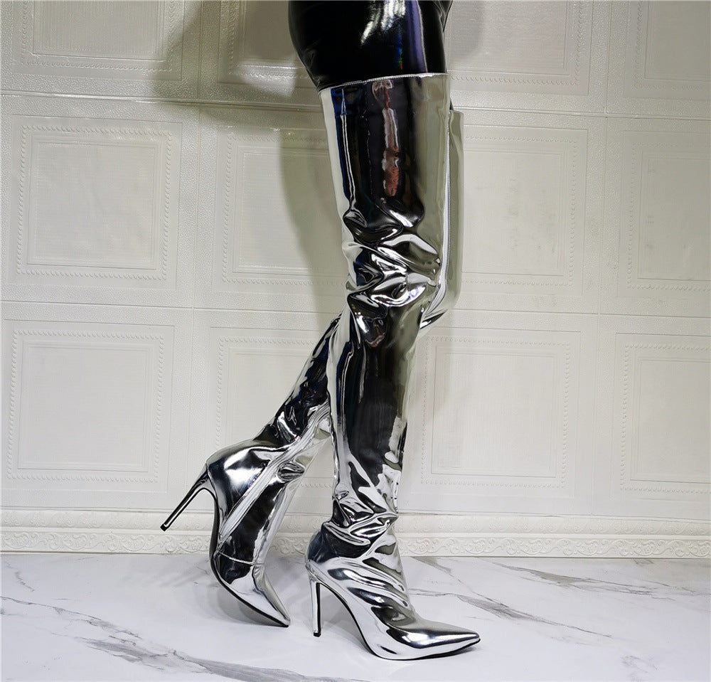 Silver Seduction Knee High Boots