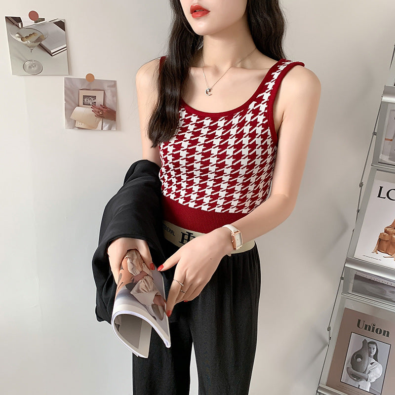 Ashton Houndstooth Crop Cami