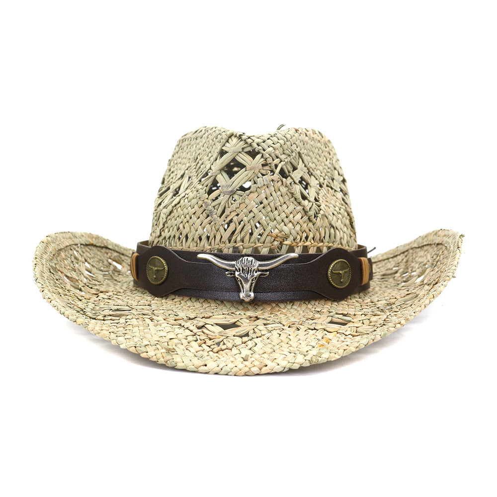 Hand Knitted Straw Western Cowboy Hat