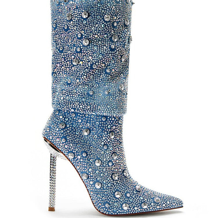 Denim Dream Pointy Heel Boots