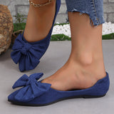 Bowtiful Pointed-toe Low-heeled Slip On Flats Shoes