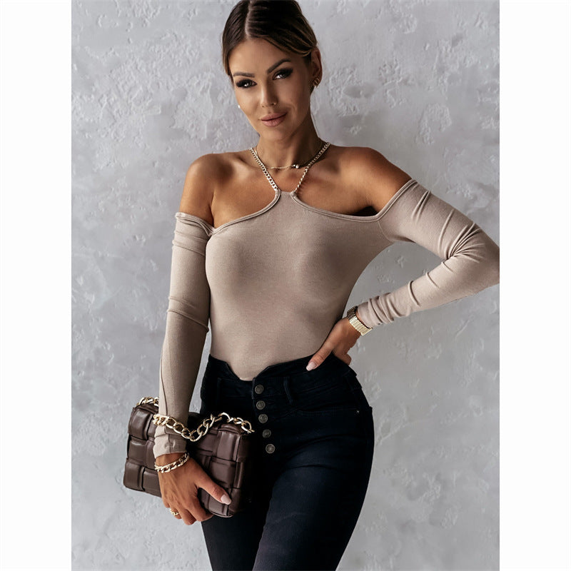 Azalea Chain Halter Off Shoulder Top