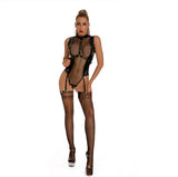 Patent Leather Bodysuit and Stockings Bodysuit Lingerie