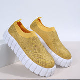 Rhinestone Knit Shoes Breathable Fashion Casual Walking Flats