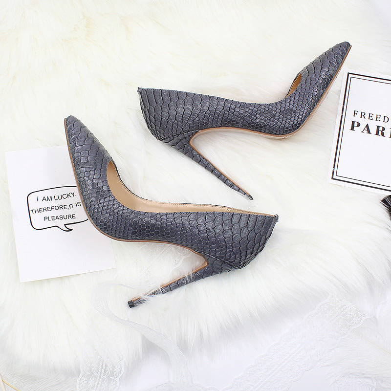 Snakeskin Pointed High Heels