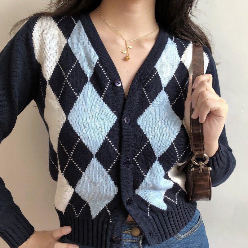 Argyle Diamond Long Sleeved Cardigan