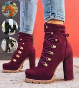 Seductive Suede Lace-Up Heeled Boots