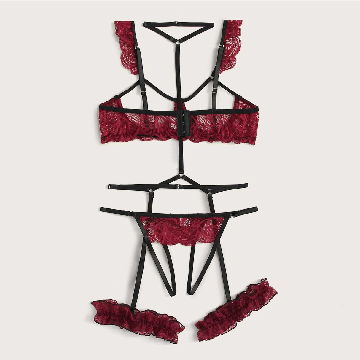 Sensual Crotchless Cup Bra Garter Set