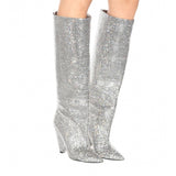 Diamond Diva Rhinestone Stiletto Knee-high Boots