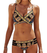 Ethnic Print Cross Strap Bikini