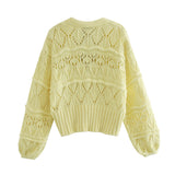 Sweet Knit Woolen Lantern Sleeve Cardigan