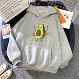 Sporty Avocado Print Warm Hoodie