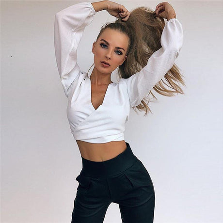 Brittany Cross Over Bow Crop Top