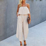 Off-shoulder Straight-leg Pants Jumpsuit