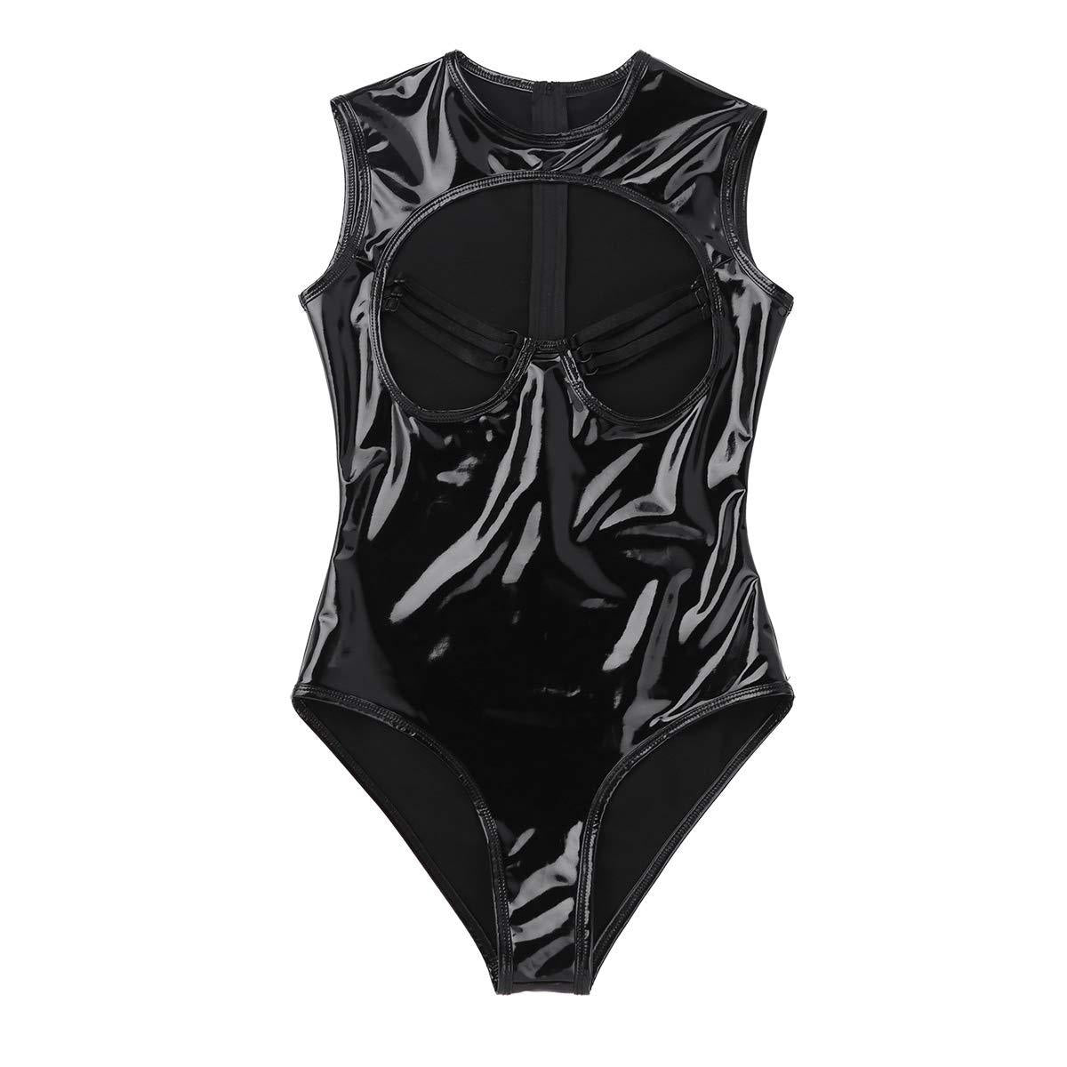 Mirror Cutout Leather Bodysuit Lingerie