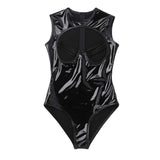 Mirror Cutout Leather Bodysuit Lingerie