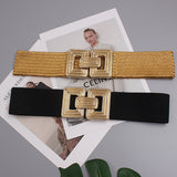 Golden Glam Metal Buckle Jute Waist Belt