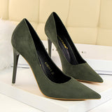 Suede Pointed High Heels