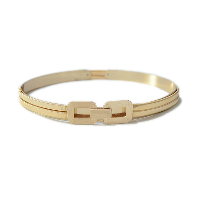 Gilded Double Spring Buckle Metal Belt