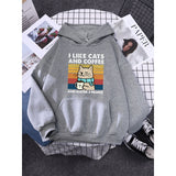 Cats & Coffee Printed Women's Hoodie